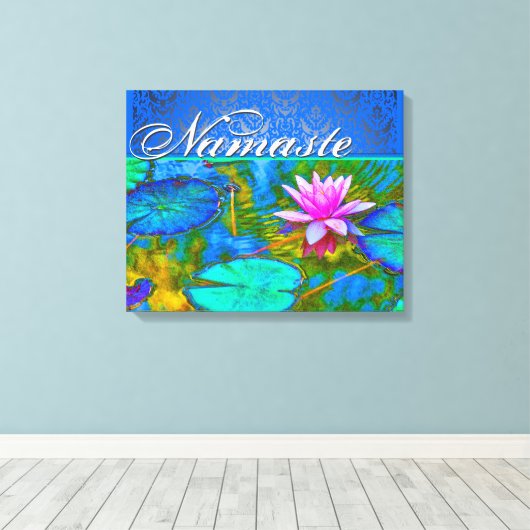 Zen Lotus Yoga Practioner's Elegant Damask Canvas Afdruk (Insitu (Houten vloer))