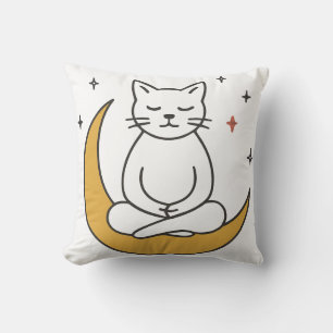 Zen Maan Kat Meditatie Kunst Kussen