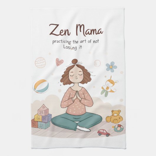 Zen Mama Kalm Moederschap Kunst Theedoek (Verticaal)