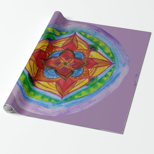 Zen Mandala Matte inpakpapier, 30" x 6' Cadeaupapier (Uitgerold)