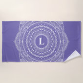 Zen Mandala Monogram Lavender Hand-Drawn Lace Art Strandlaken