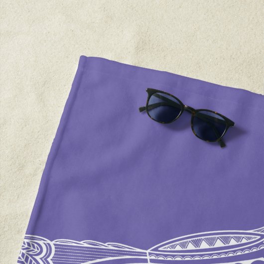 Zen Mandala Monogram Lavender Hand-Drawn Lace Art Strandlaken