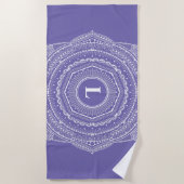 Zen Mandala Monogram Lavender Hand-Drawn Lace Art Strandlaken (Voorkant)
