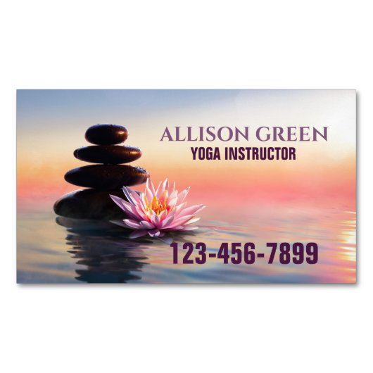 Zen Massage Therapie Meditatie Yoga Instructeur Magnetisch Visitekaartje (Voorkant)