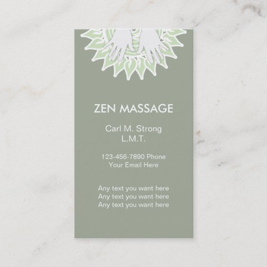 Zen Massage Visitekaartjes (Voorkant)