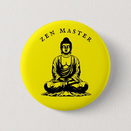 Zen Master - Boeddha meditatie Geel Ronde Button 5,7 Cm (Voorkant)