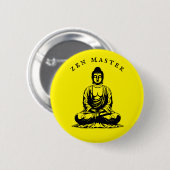 Zen Master - Boeddha meditatie Geel Ronde Button 5,7 Cm (Voorkant /achterkant)