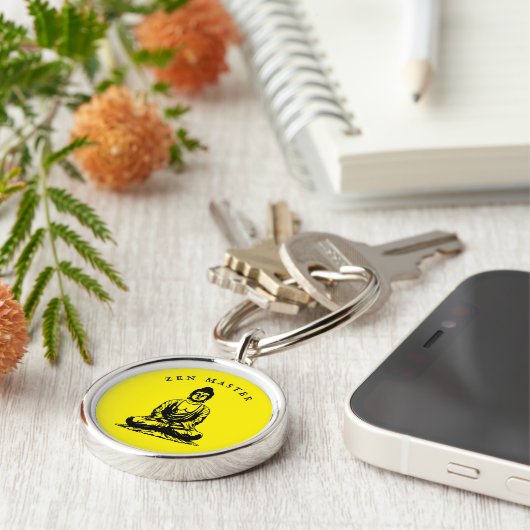 Zen Master - Boeddha meditatie Geel Sleutelhanger (Zijkant)