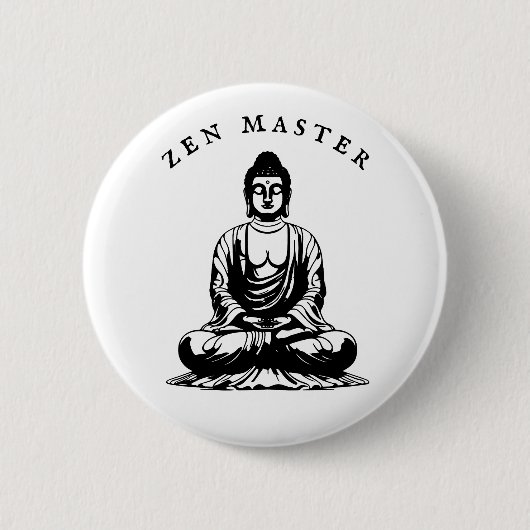 Zen Master - Boeddha meditatie Ronde Button 5,7 Cm (Voorkant)