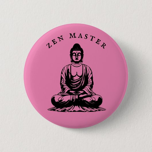 Zen Master - Boeddha meditatie Roze Ronde Button 5,7 Cm (Voorkant)