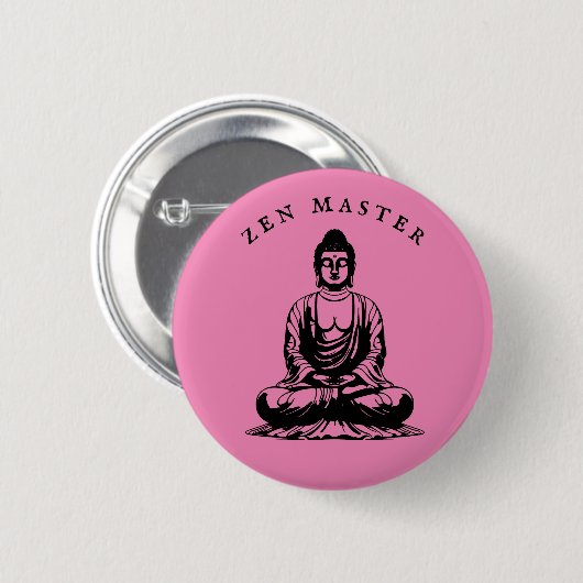 Zen Master - Boeddha meditatie Roze Ronde Button 5,7 Cm (Voorkant /achterkant)