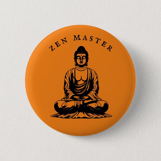 Zen Master - Boeddha meditatie Sinaasappel Ronde Button 5,7 Cm (Voorkant)