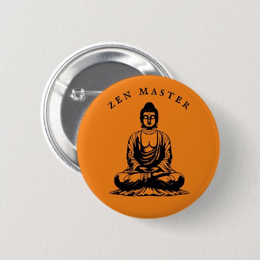 Zen Master - Boeddha meditatie Sinaasappel Ronde Button 5,7 Cm (Voorkant /achterkant)
