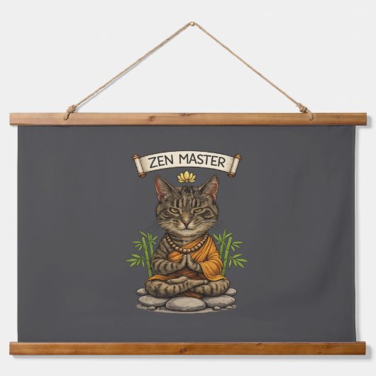 Zen Master Cat Funny Chill Gray Tabby Cat Gift  Hangend Wandkleed (Voorkant)