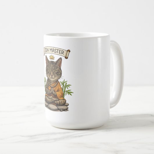 Zen Master Cat Funny Chill Gray Tabby Cat Gift  Koffiemok (Voorkant rechts)