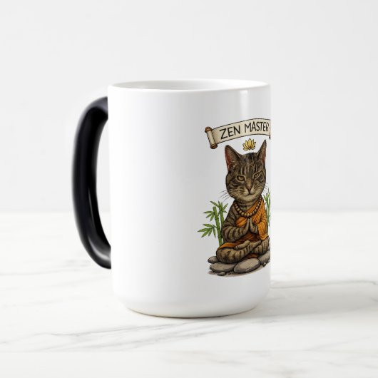 Zen Master Cat Funny Chill Gray Tabby Cat Gift Magische Mok (Voorkant links)