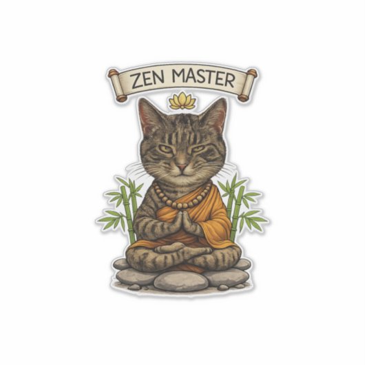 Zen Master Cat Funny Chill Gray Tabby Cat Gift  Sticker (Voorkant)