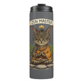Zen Master Cat Funny Chill Gray Tabby Cat Gift Thermosbeker (Voorkant)