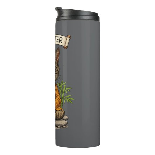 Zen Master Cat Funny Chill Gray Tabby Cat Gift Thermosbeker (Geroteerd rechts)