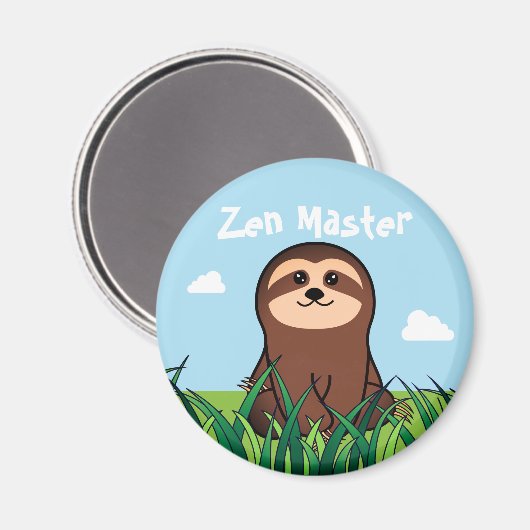 "Zen Master" kawaii Sloth Magneet (Voorkant / Achterkant)