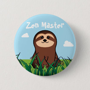 "Zen Master" kawaii Sloth Ronde Button 5,7 Cm