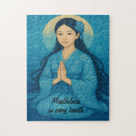 Zen Meditatie kunst Mindfulness Yoga Blauw Custom Legpuzzel
