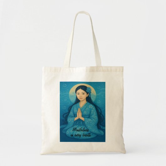Zen Meditatie kunst Mindfulness Yoga Blauw Custom Tote Bag (Voorkant)