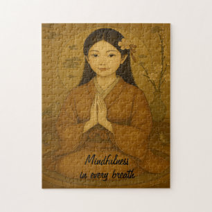 Zen Meditatie kunst Mindfulness Yoga Bruin Custom Legpuzzel