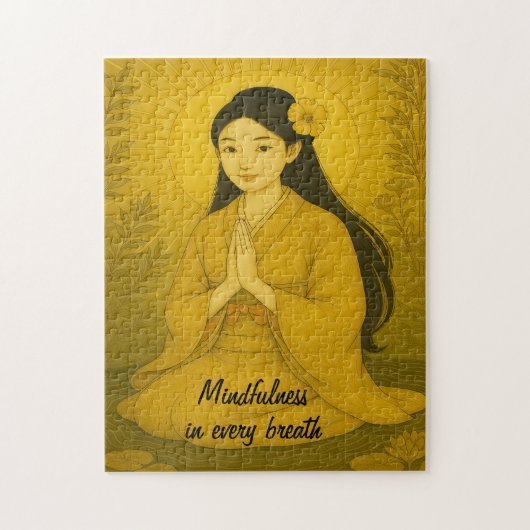 Zen Meditatie kunst Mindfulness Yoga Geel Custom Legpuzzel (Verticaal)
