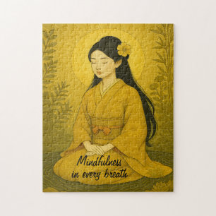 Zen Meditatie kunst Mindfulness Yoga Geel Custom Legpuzzel