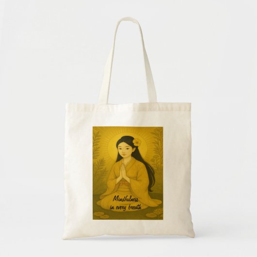 Zen Meditatie kunst Mindfulness Yoga Geel Custom Tote Bag (Voorkant)