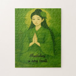 Zen Meditatie kunst Mindfulness Yoga groen Custom Legpuzzel