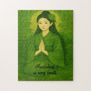 Zen Meditatie kunst Mindfulness Yoga groen Custom Legpuzzel