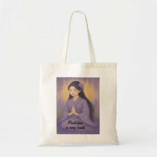 Zen Meditatie kunst Mindfulness Yoga Paarse Custom Tote Bag
