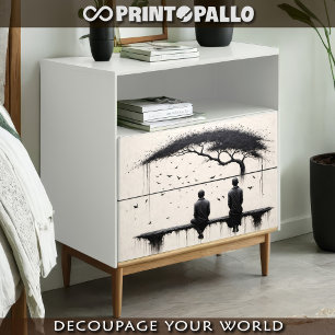 Zen meditatie op een boom, ons leven - tissuepapier