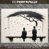 Zen meditatie op een boom, ons leven - tissuepapier