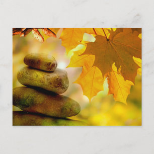 Zen meditatie-stenen en Maple Leaves Briefkaart