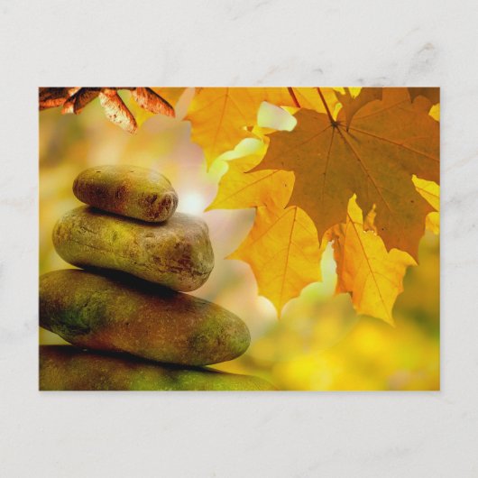 Zen meditatie-stenen en Maple Leaves Briefkaart (Voorkant)