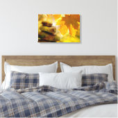 Zen meditatie-stenen en Maple Leaves Canvas Afdruk (Insitu (Slaapkamer))