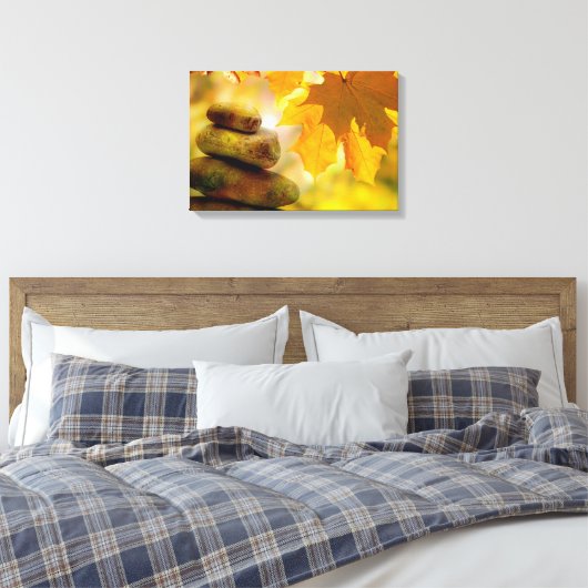 Zen meditatie-stenen en Maple Leaves Canvas Afdruk (Insitu (Slaapkamer))