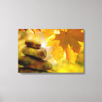 Zen meditatie-stenen en Maple Leaves