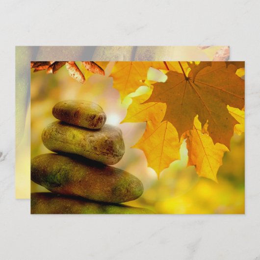 Zen meditatie-stenen en Maple Leaves Kaart (Voorkant / Achterkant)