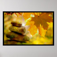 Zen meditatie-stenen en Maple Leaves