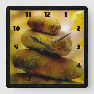 Zen meditatie-stenen vierkante klok