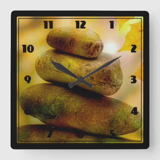 Zen meditatie-stenen vierkante klok (Voorkant)