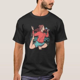 Zen-meditatie Yoga Eka Pada Rajakapotasana Wijn O T-shirt