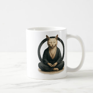 Zen Meditating Cat – Enso Circle Mindful Yoga Art  Koffiemok