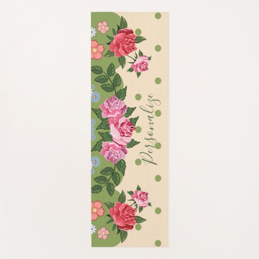 Zen Meditation Roos Garden Rood Roze Groen Yogamat (Voorkant)