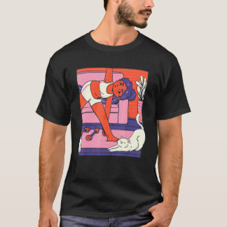 Zen Meditation Yoga Cat Vaporwave Omm T-shirt