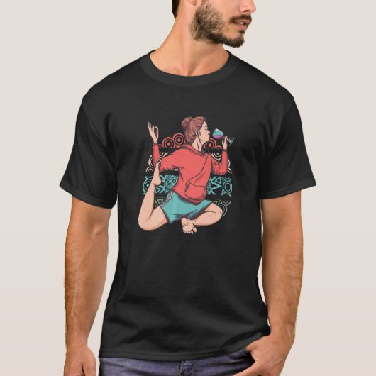 Zen Meditation Yoga Eka Pada Rajakapotasana Wine O T-shirt (Voorkant)